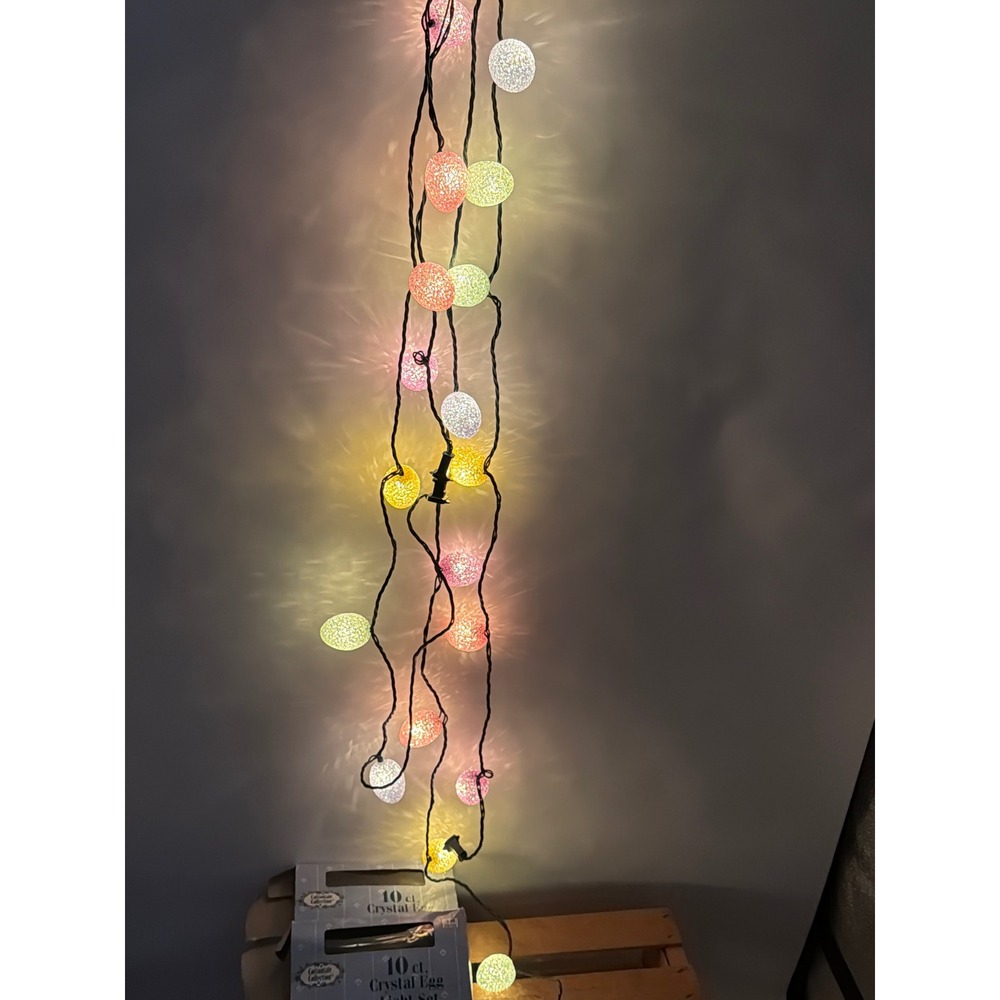 10ct 10' each Crystal Egg Sugar Light Set Easter Spring Decor Lot of 2